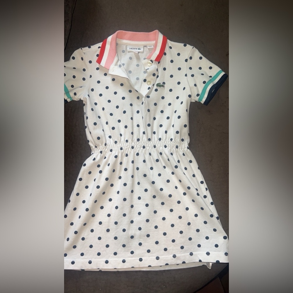 Lacoste White Dress with Navy Dots